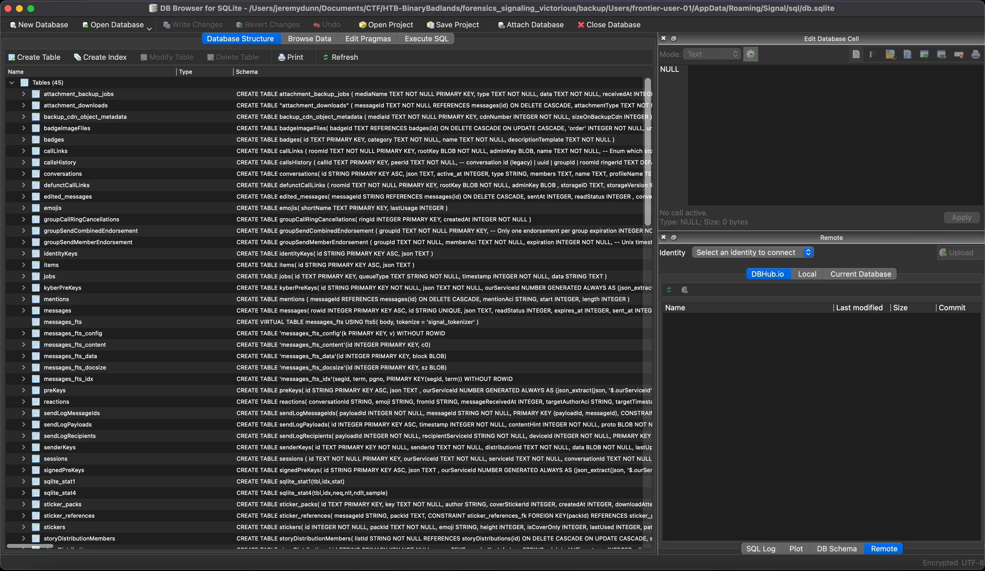 sqlite database open