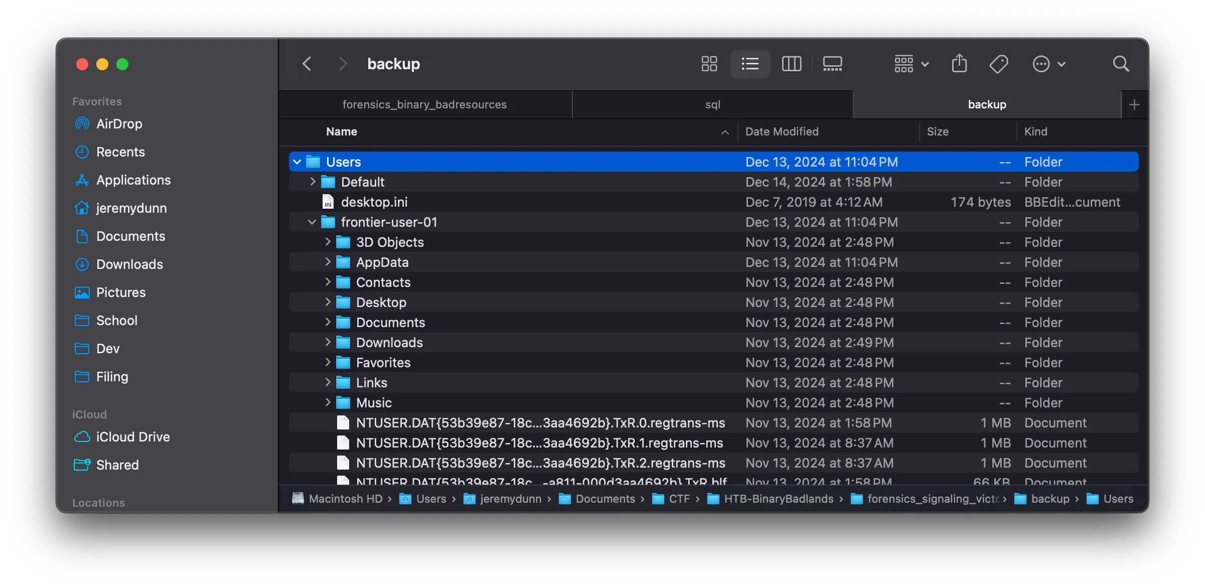 Users directory from backup