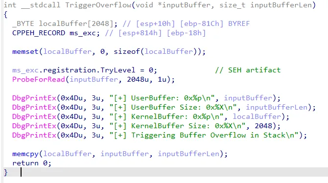 Trigger overflow function